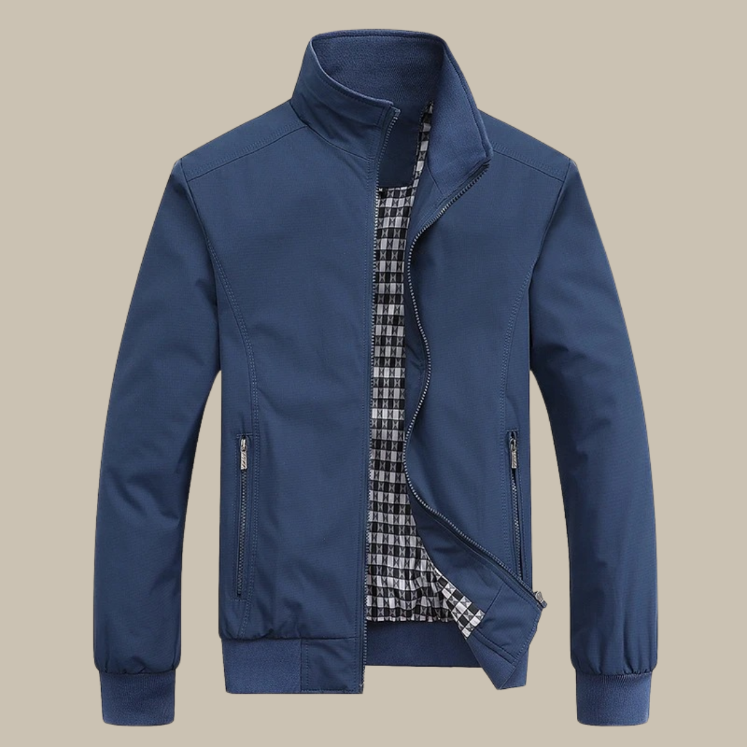 Stijlvolle winddichte zomerjas voor heren, slanke pasvorm, luxe voering, geschikt voor kantoor en casual gelegenheden.