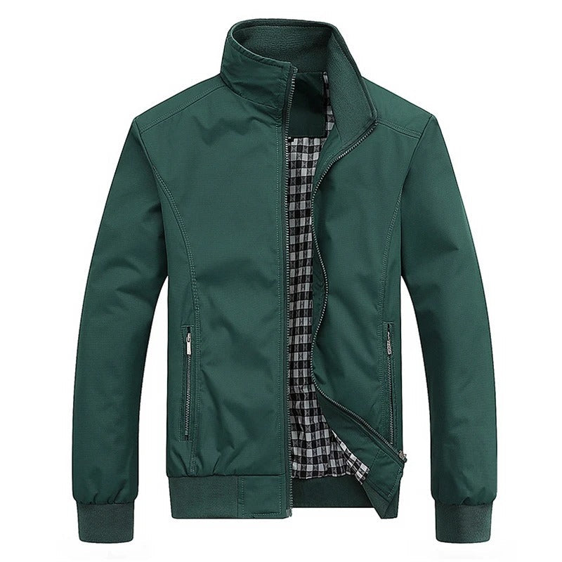 Stijlvolle winddichte zomerjas voor heren, slanke pasvorm, luxe voering, geschikt voor kantoor en casual gelegenheden.