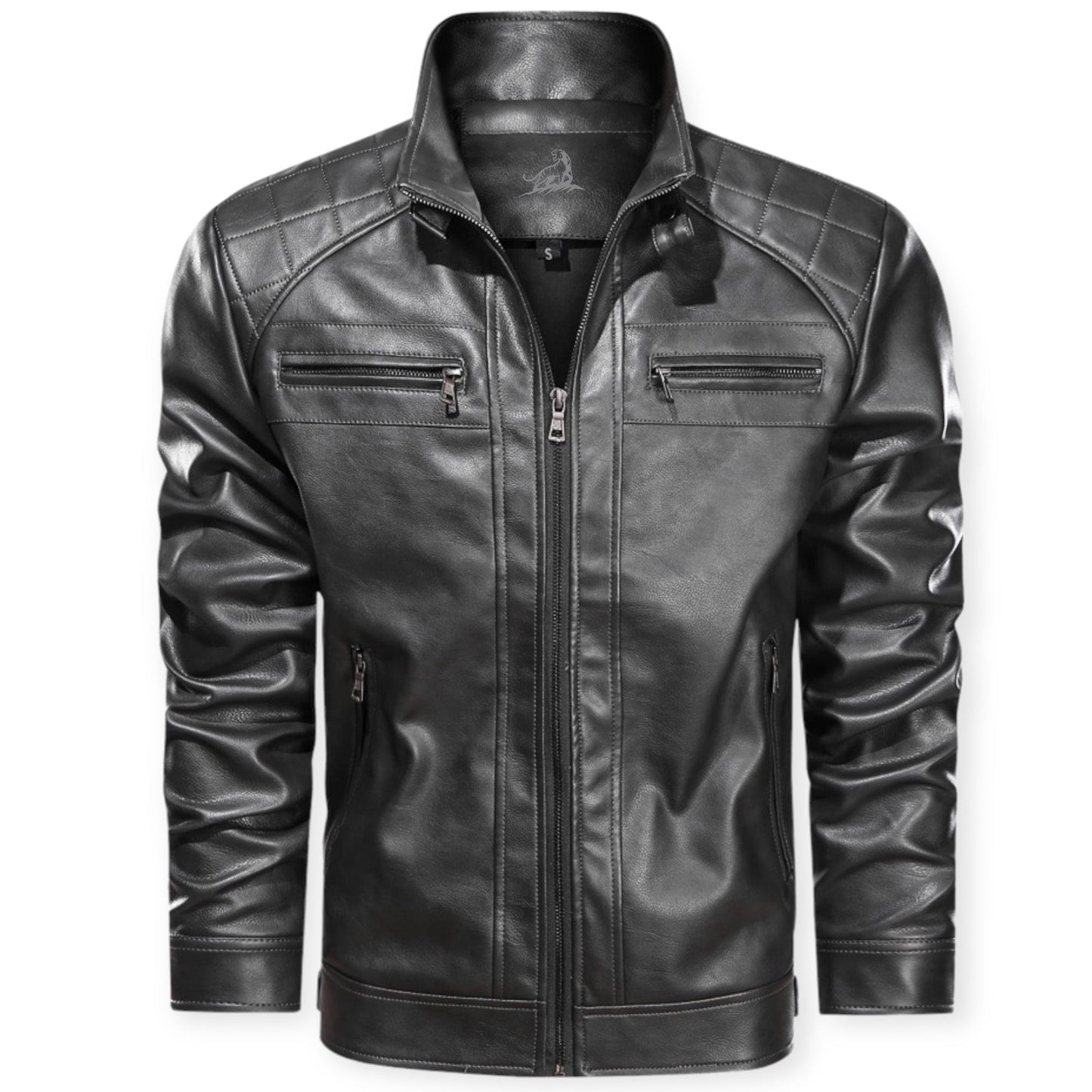 "Stoer leren jack met meerdere zakken, zwart of bruin, voor dames. Perfect voor elke gelegenheid, met robuust design."