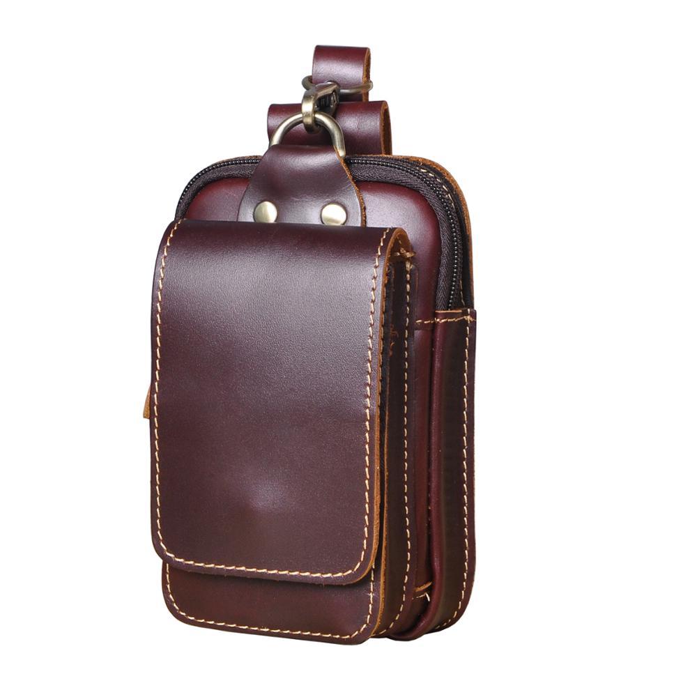 "Stoere heren leren heuptas, donkerbruin, verstelbare riem, meerdere vakken met ritssluiting, ideaal voor reizen en festivals