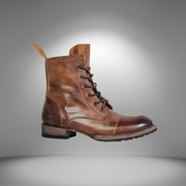 "Stoere Martin Boots heren, vintage westernstijl, hoogwaardig leer, robuust design, duurzaam en comfortabele pasvorm."