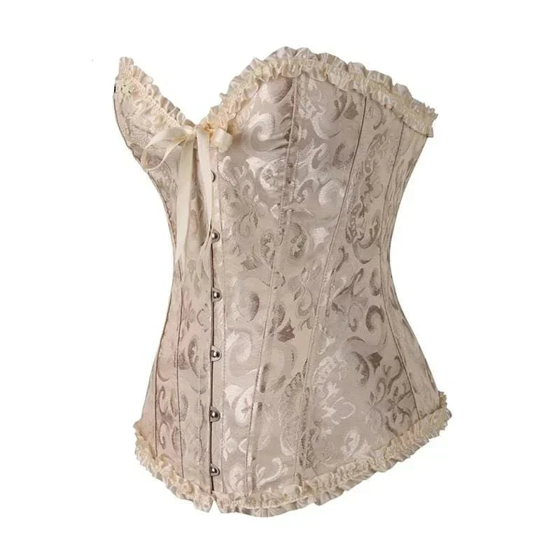 Strapless zwart kanten dameskorset met bloemenpatroon en verstelbare sluiting; elegant design, ideaal voor diverse gelegenhed