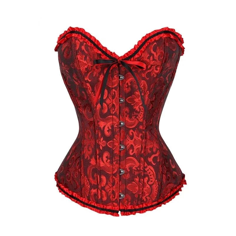 Strapless zwart kanten dameskorset met bloemenpatroon en verstelbare sluiting; elegant design, ideaal voor diverse gelegenhed
