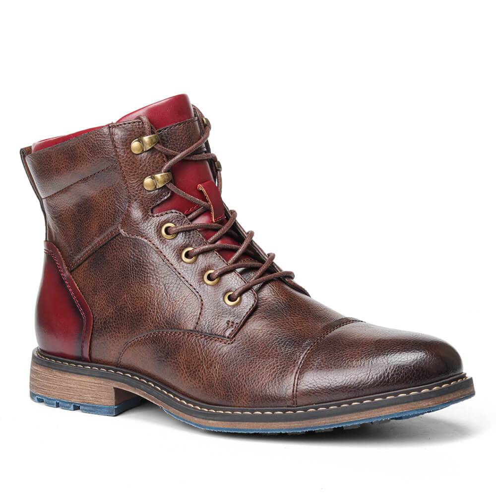 "Tijdloze laarzen voor heren, premium leer, glad ontwerp, comfort, zachte binnenvoering, anti-slip zool."