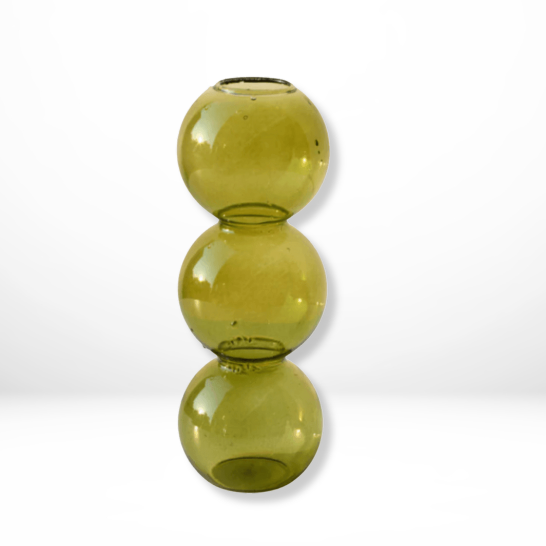 "Transparante handgeblazen glazen bubbelvaas met modern design, elegant glaswerk voor interieurdecoratie."