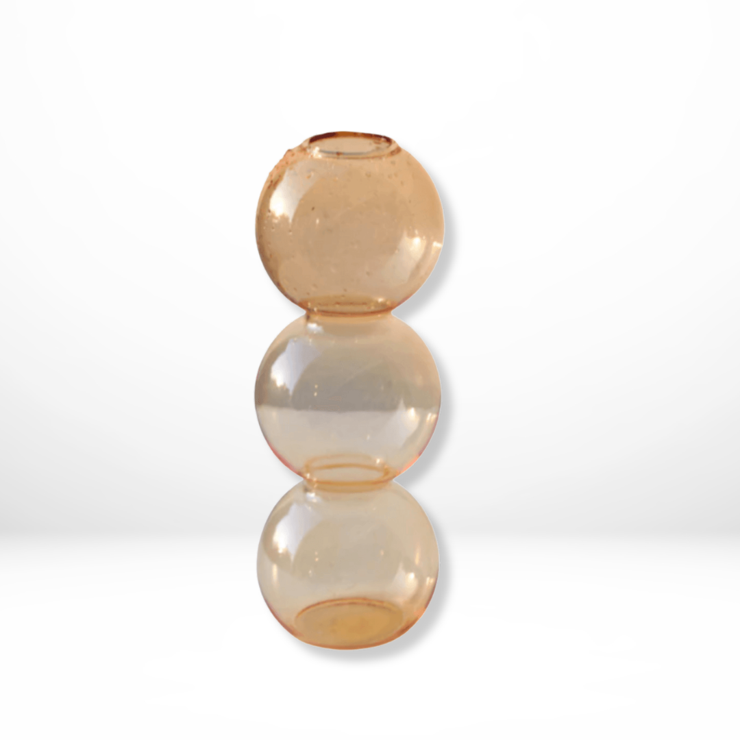 "Transparante handgeblazen glazen bubbelvaas met modern design, elegant glaswerk voor interieurdecoratie."