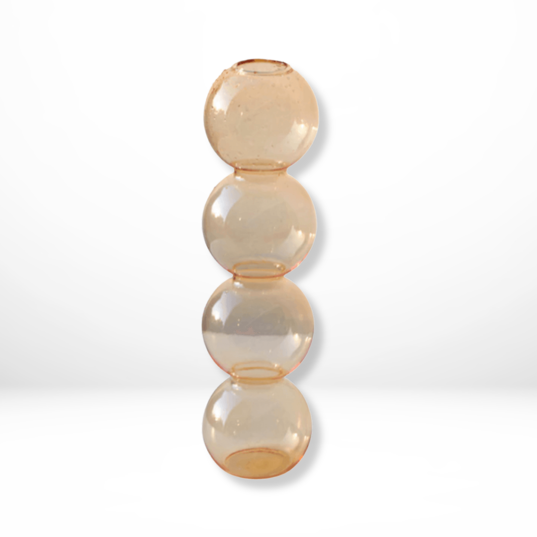 "Transparante handgeblazen glazen bubbelvaas met modern design, elegant glaswerk voor interieurdecoratie."