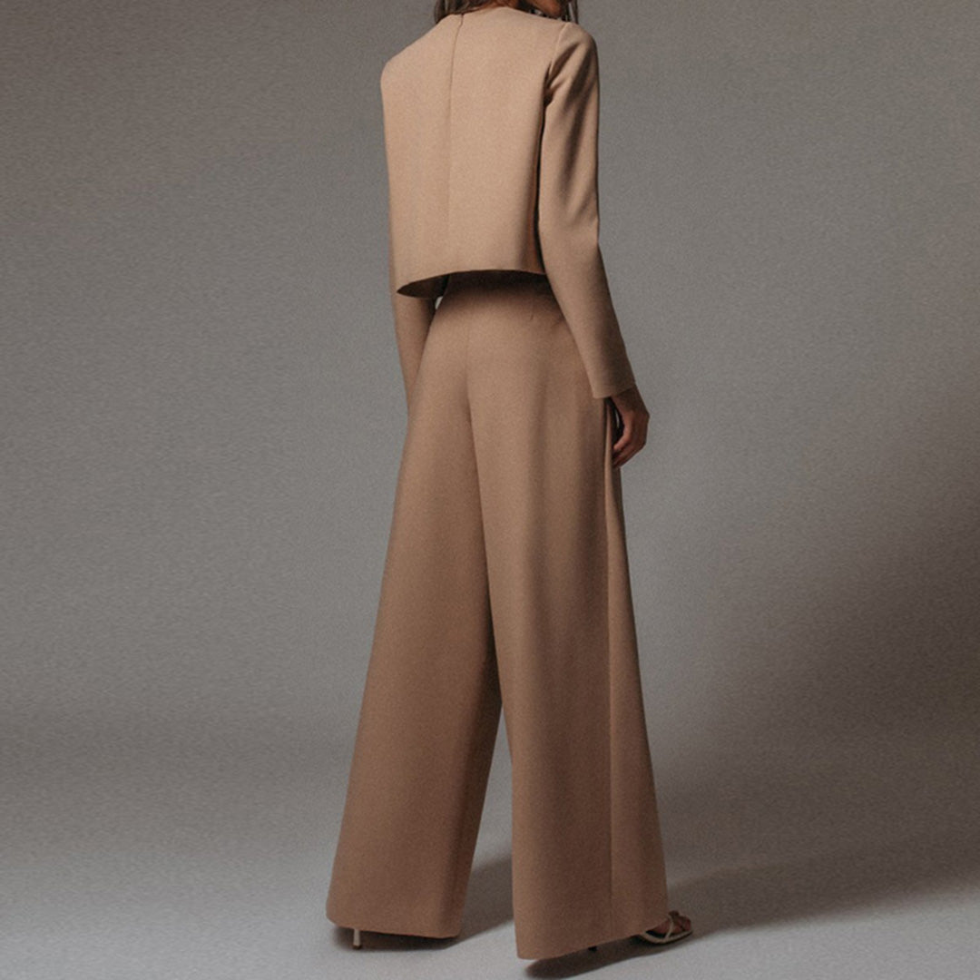 "Tweedelige palazzo set voor dames: elegante losse snit, ademende katoenen stof, ideaal voor casual en semi-formele gelegenhe