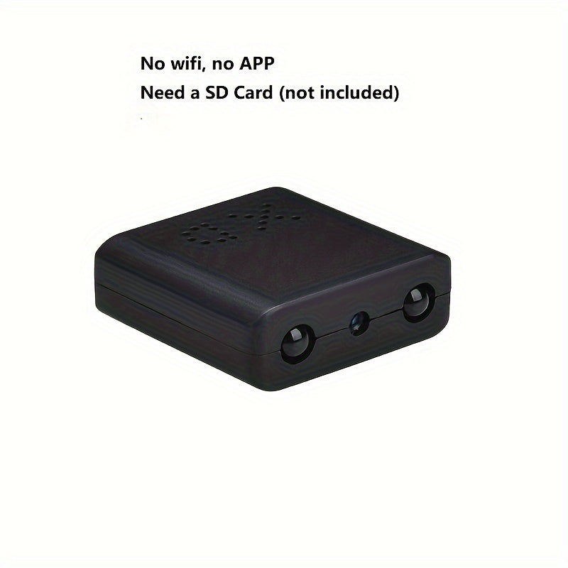 "Ultra-compacte mini camera met Full HD, nachtzicht en bewegingdetectie, zwart met discrete lens en stevige behuizing."