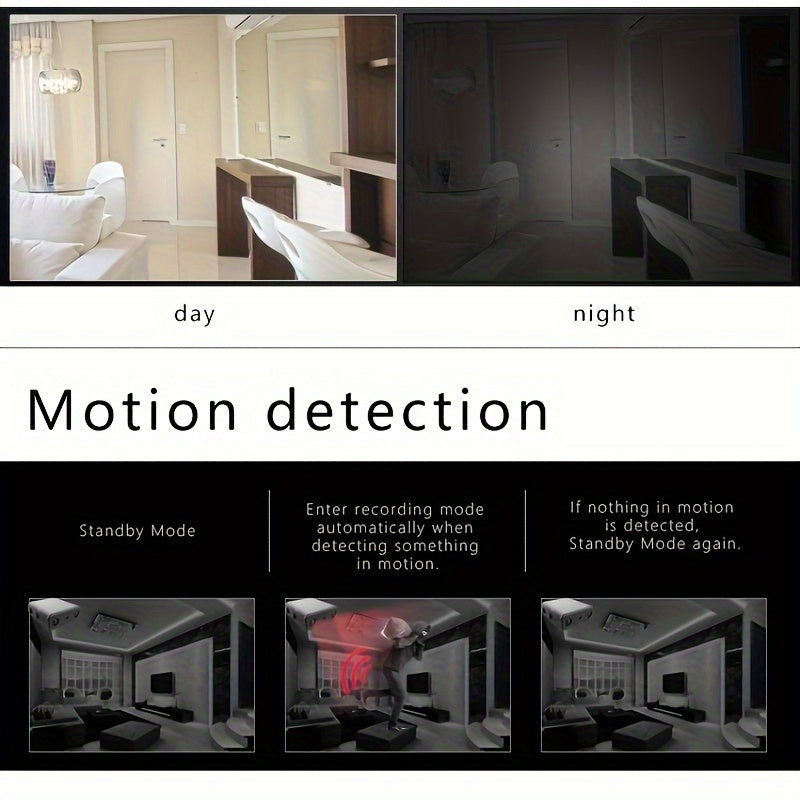 "Ultra-compacte mini camera met Full HD, nachtzicht en bewegingdetectie, zwart met discrete lens en stevige behuizing."