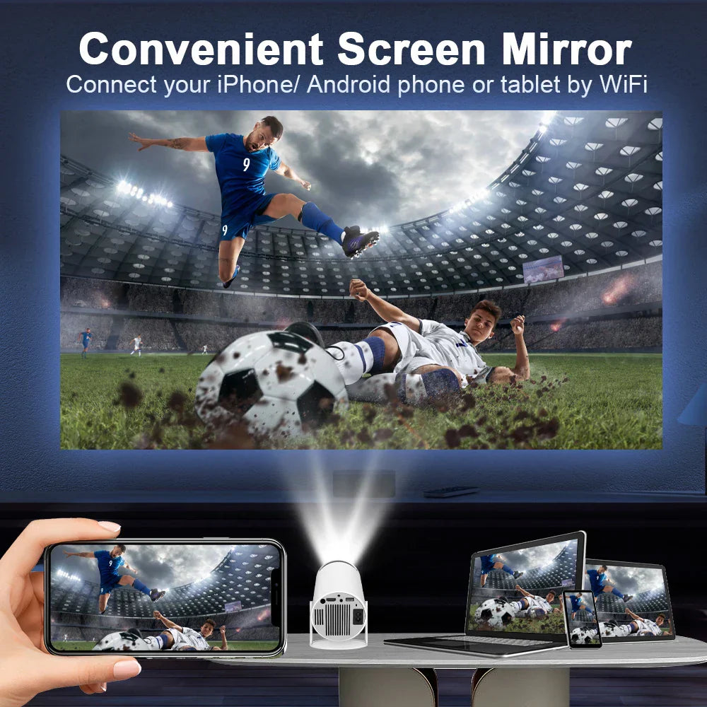 "Ultra HD projector met strak ontwerp, compact en draagbaar. Verbluffende helderheid, geschikt voor elk interieur."