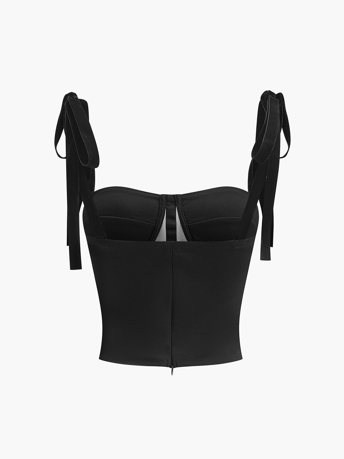 "Verleidelijke sheer mesh bustier top, semi-transparante details, figuuraccentuerend, elegant en speels design."