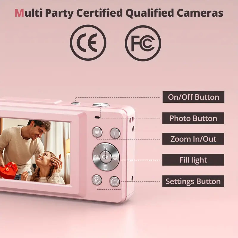 "Vintage digitale camera met retro ontwerp, 1080p resolutie, compact formaat, perfect voor nostalgische foto- en videografie.