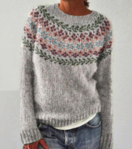 "Vintage gebreide trui voor lente; zachte beige tint, losse pasvorm, ademend materiaal, perfecte casual chique look."