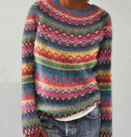 "Vintage gebreide trui voor lente; zachte beige tint, losse pasvorm, ademend materiaal, perfecte casual chique look."