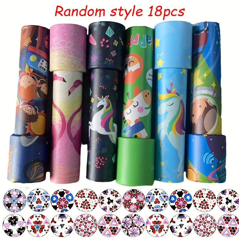 "Vintage kaleidoscoop speelgoed set van 18 stuks, kleurrijke patronen, ideaal voor feestjes, educatief en creatief voor kinde