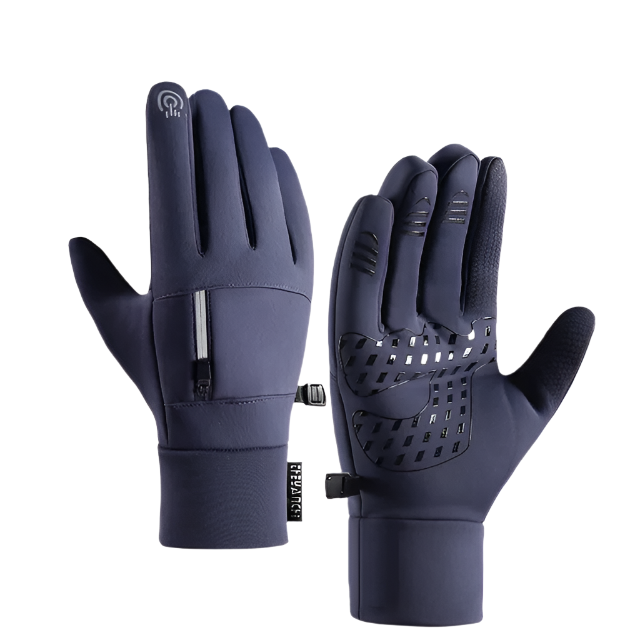 "Waterdichte thermohandschoenen met touchscreen, fleece voering, anti-slip palm; ideaal voor winteractiviteiten"