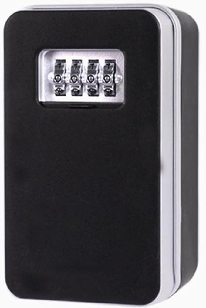 "Weerbestendige key lock box voor buiten, robuust en instelbare code, biedt beveiliging voor meerdere sleutels."