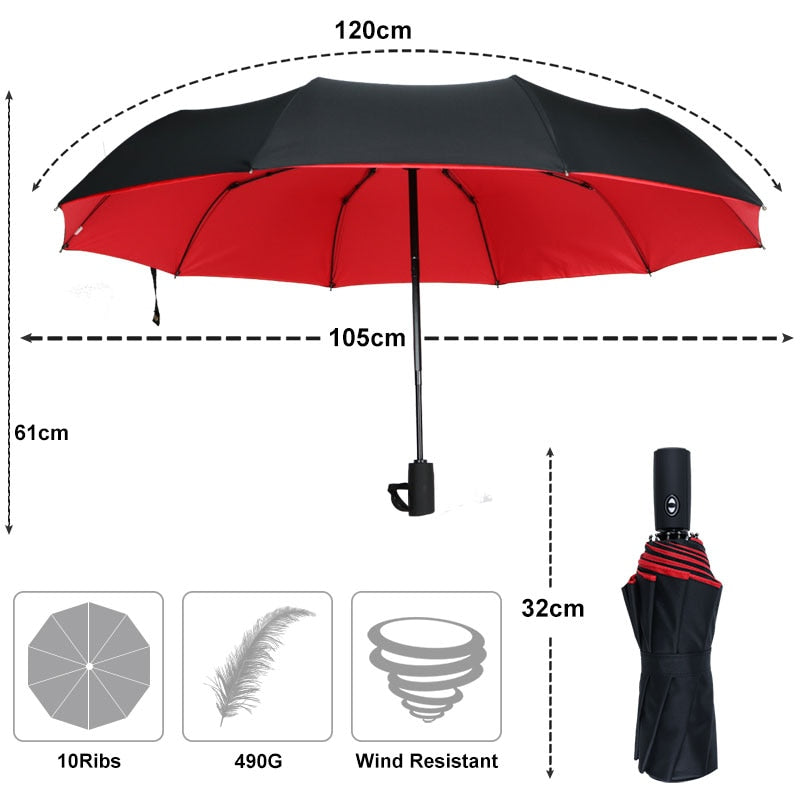 "Windbestendige stormparaplu, zwart, stevig en duurzaam ontwerp voor bescherming tegen regen en wind, damesaccessoire."