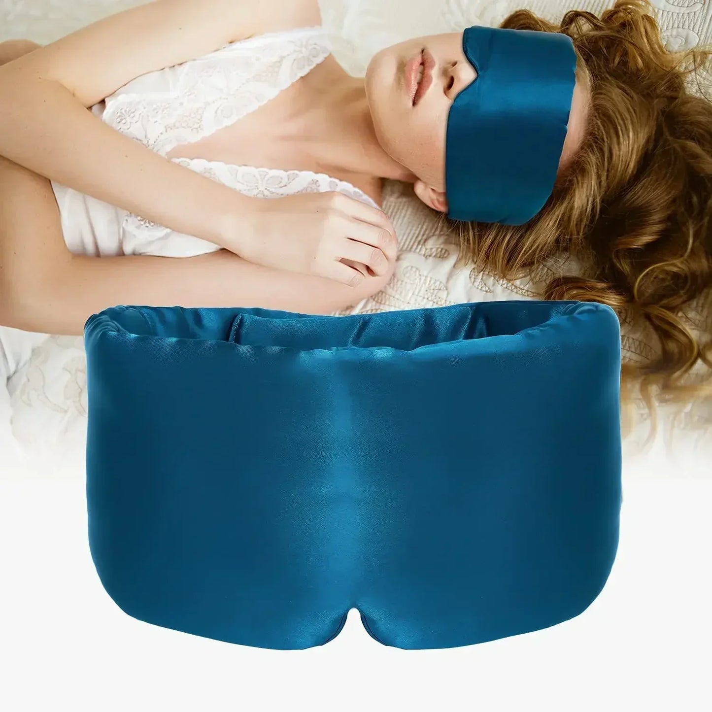 "Zacht mulberry zijde slaapmasker, luxe comfort, blokkeert licht effectief, verstelbare band, ideaal voor vrouwen."