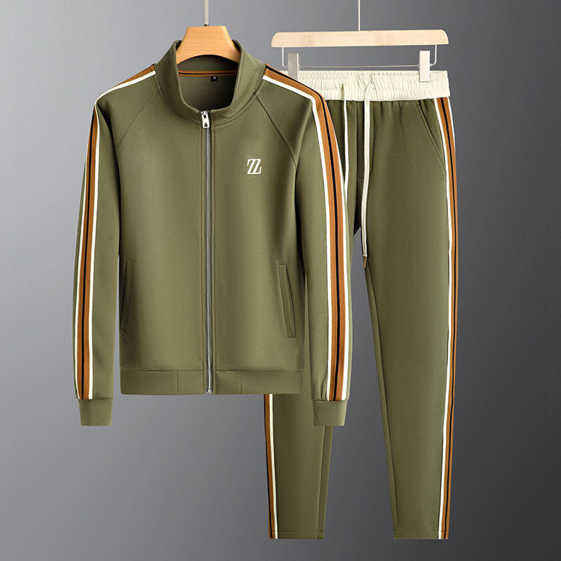 "Zephyr premium tracksuit met sportieve strepen, zachte lycra stof, elastische pasvorm, perfecte voor sport en vrije tijd."