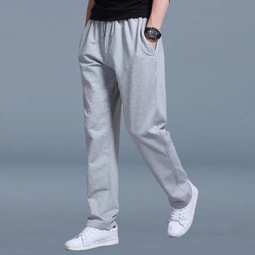 "Zomerse heren joggingbroek in oversized stijl, katoenmix, met elastische tailleband en trekkoord voor optimaal comfort."