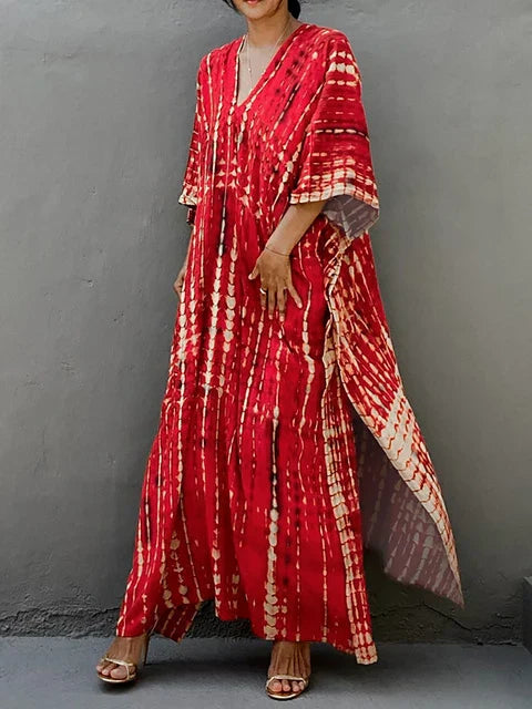 "Zomerse Janne kaftan maxi jurk voor dames, elegant design met exotische flair, ideaal voor zonnige dagen."