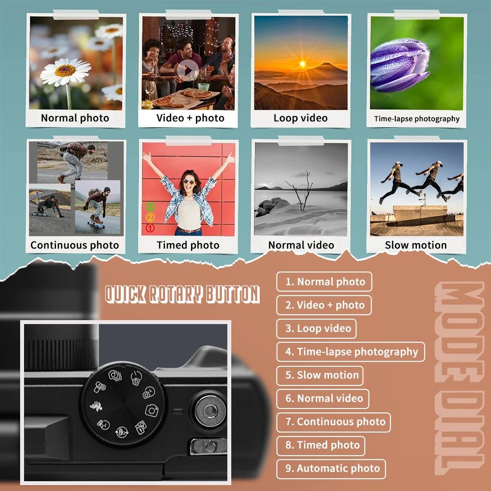 "ZoomPro 4K Vlog Camera met 18x zoom, 180° flip screen, WiFi; compact zwart design voor veelzijdige contentcreatie."