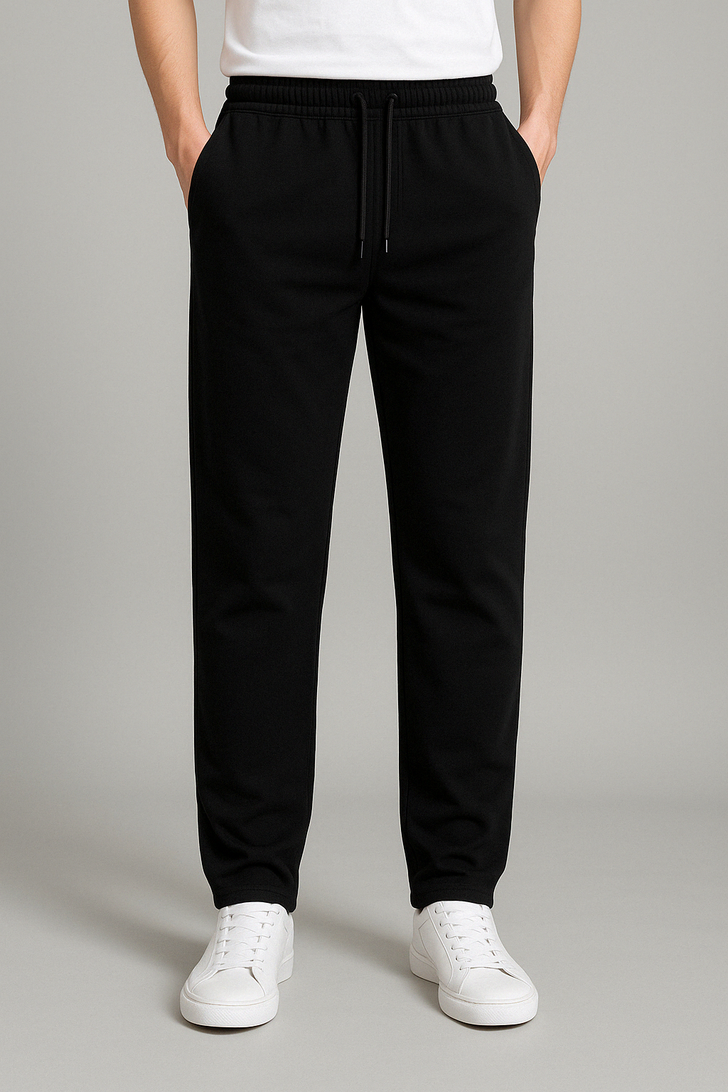 "Zwarte, donkerblauwe, donkergrijze en lichtgrijze joggingbroek voor heren, comfortabel met elastische taille en trekkoord"