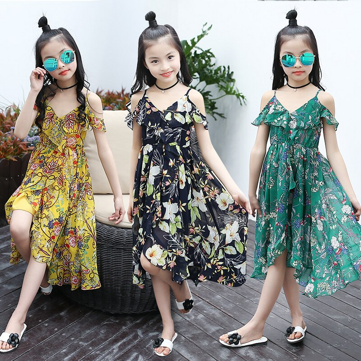 Groene bohemian zomerjurk voor meisjes, stijlvol en comfortabel voor lente/zomer kindermode.