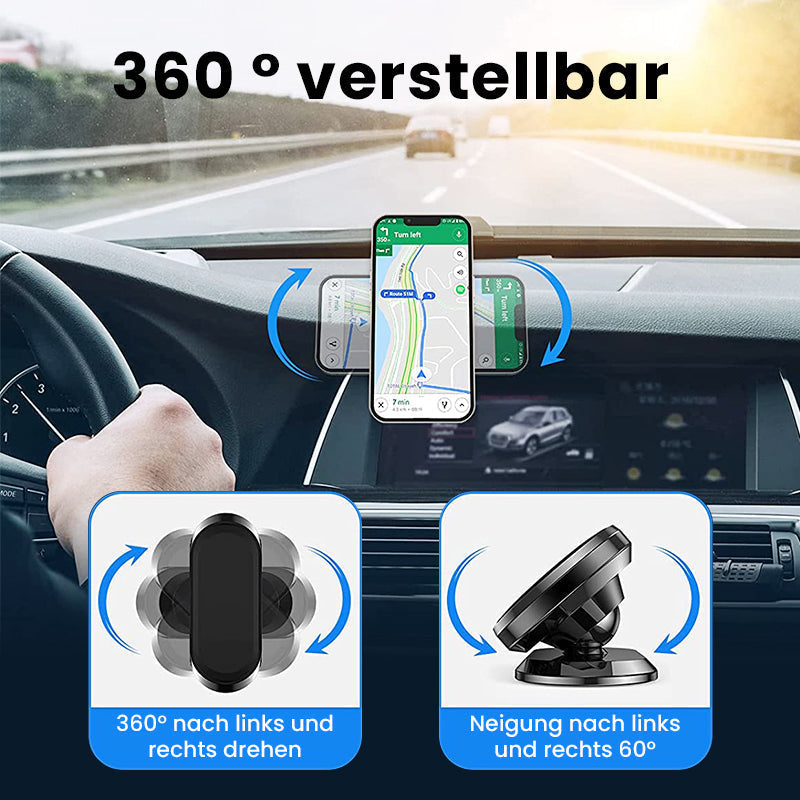 Stijlvolle grijs-zilveren magnetische autohouder voor telefoons, flexibel & veilig.