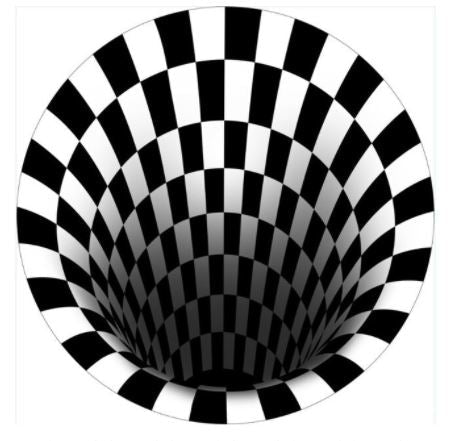 Ronde illusie mat met magisch 3D optisch effect; ideaal voor modern interieur in woon- of slaapkamer.