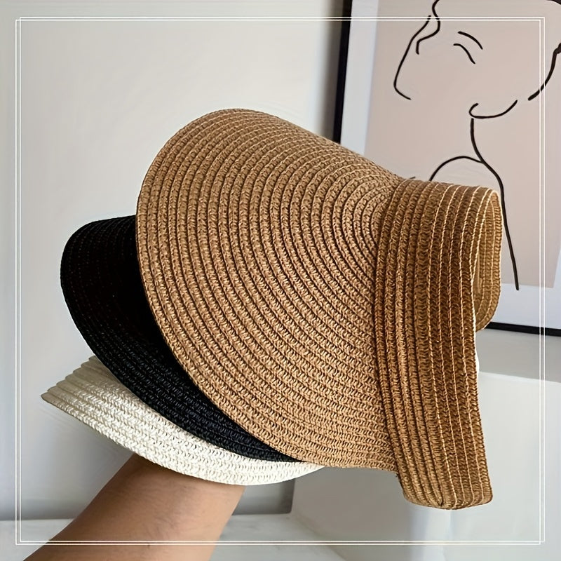 Elegante dames zonneklep met brede rand, stijlvol en opvouwbaar. Essentieel hoofddeksel voor de zomer.