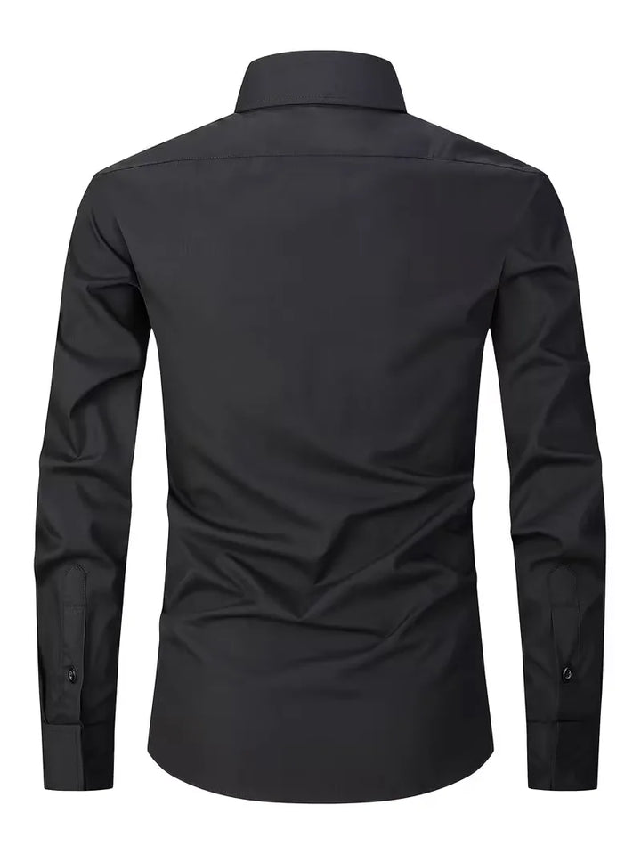 Wit heren overhemd, regular fit, met mandarin kraag en lange mouwen voor een chique look.