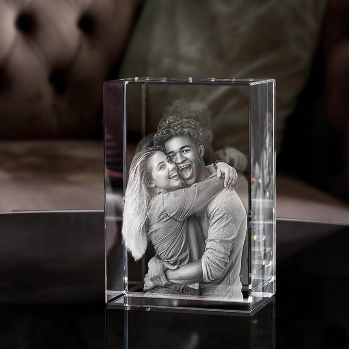 Elegant 2D fotokristal met persoonlijke gravure, een tijdloos aandenken en uniek cadeau voor elke gelegenheid.