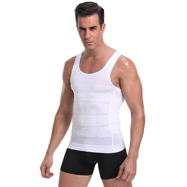 Krijg een strakker figuur met dit ademende heren compressie onderhemd.