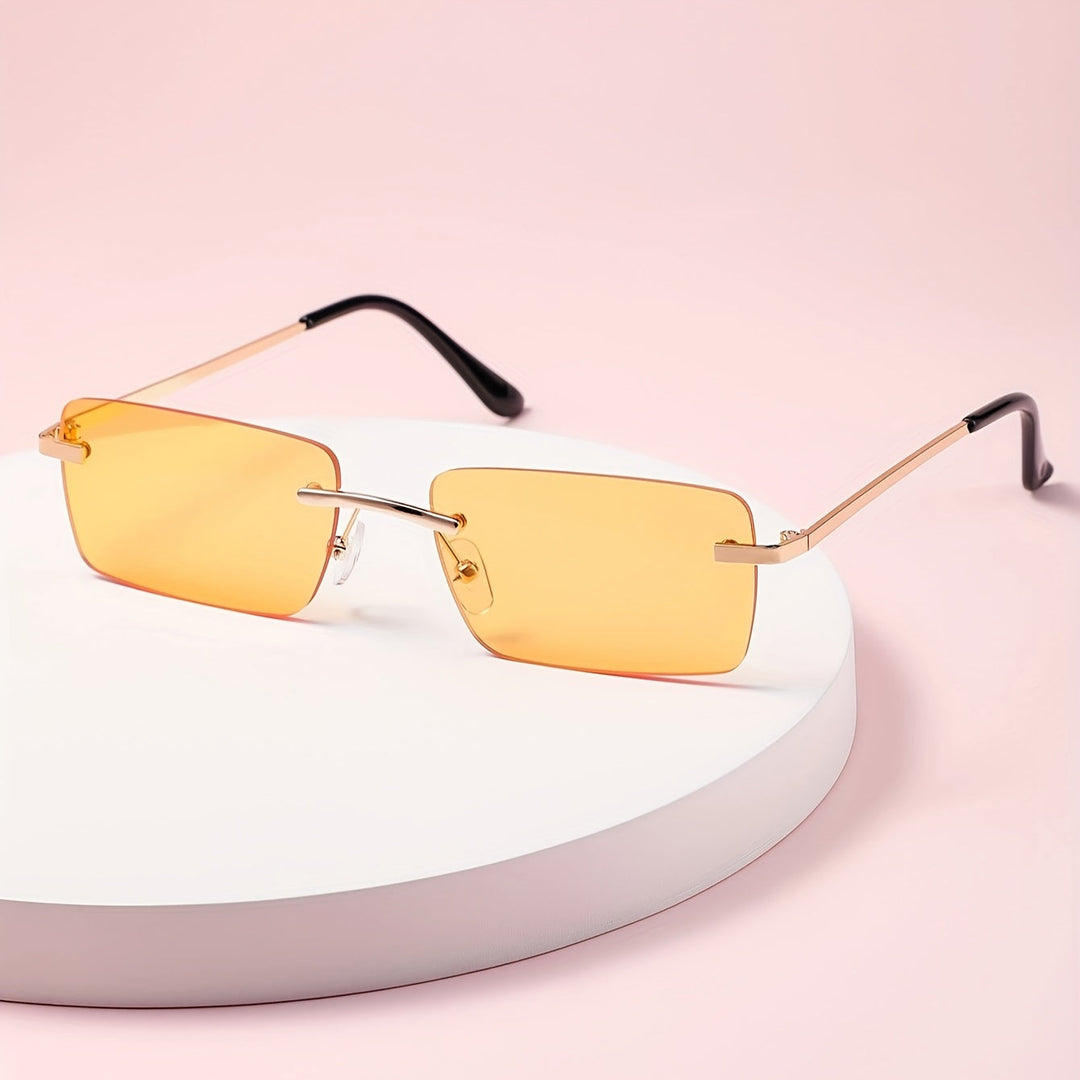 Elegante frameloze zonnebril voor mannen, perfect voor een stijlvolle en comfortabele zomer. Met UV-bescherming.