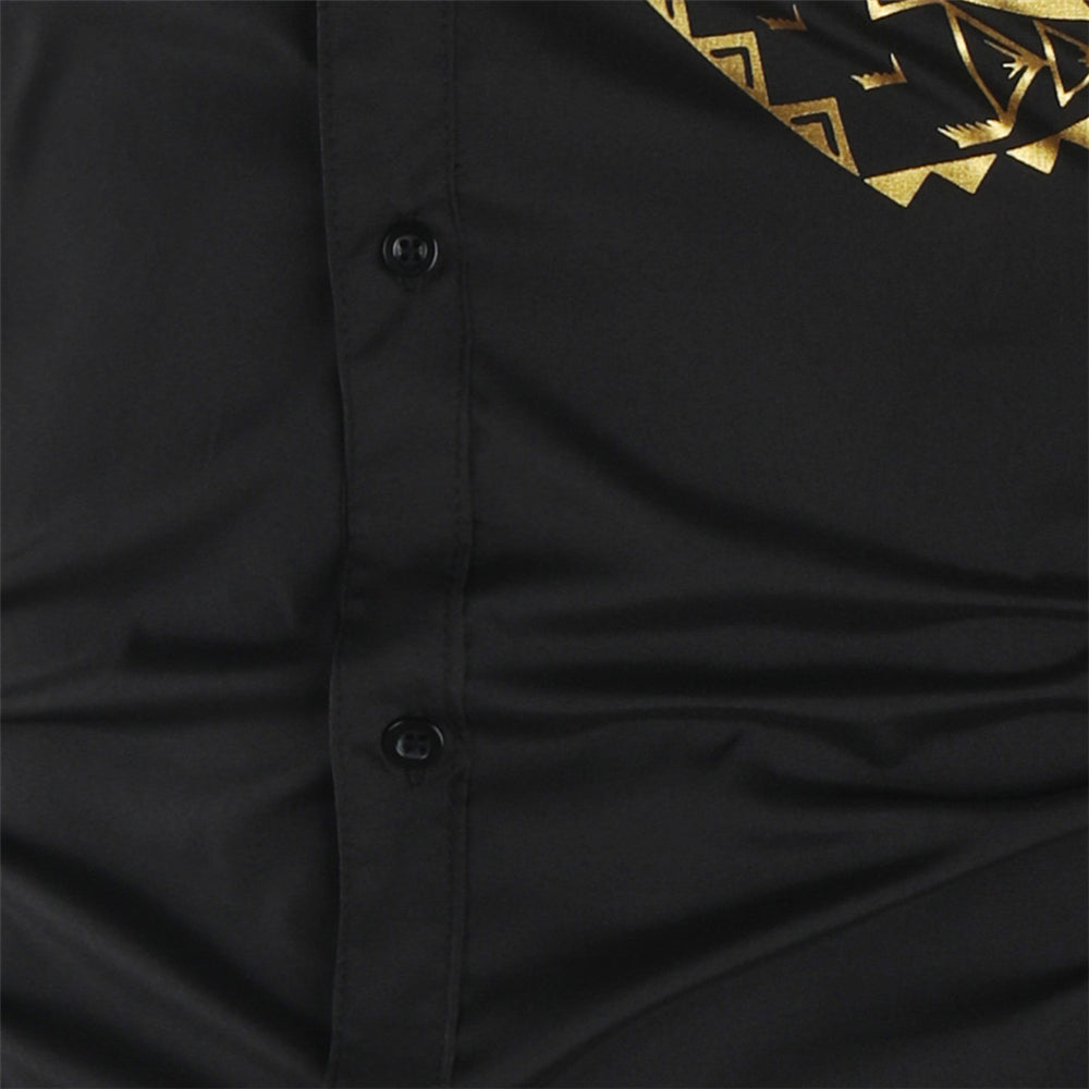 Statement herenoverhemd, slim fit, met opvallende gouden details en lange mouwen, voor een moderne look.
