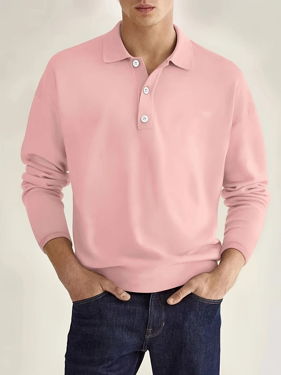 Klassieke herenpolo, lange mouwen, ideaal voor lentemode en herfstmode, veelzijdig shirt.
