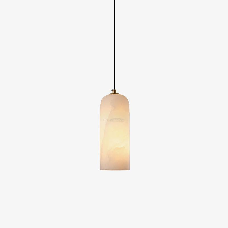 Handgemaakte albasten hanglamp met messing, unieke sfeerverlichting.