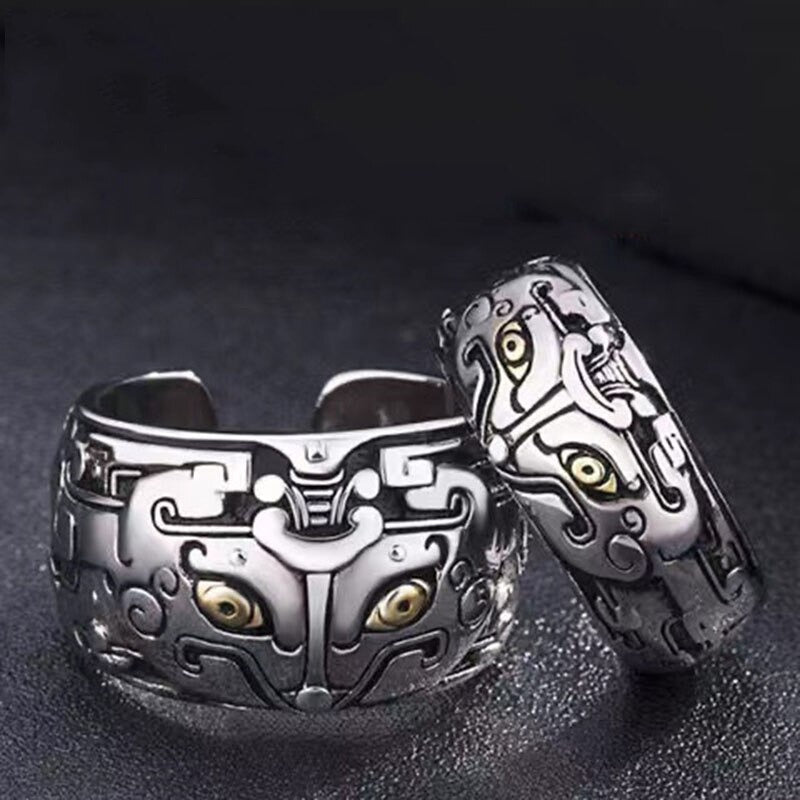 Mystieke unisex Feng Shui ring met drakenpatroon. Brengt rijkdom, geluk en voorspoed. Verstelbaar en sterk.