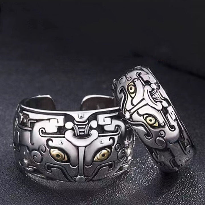 Mystieke unisex Feng Shui ring met drakenpatroon. Brengt rijkdom, geluk en voorspoed. Verstelbaar en sterk.