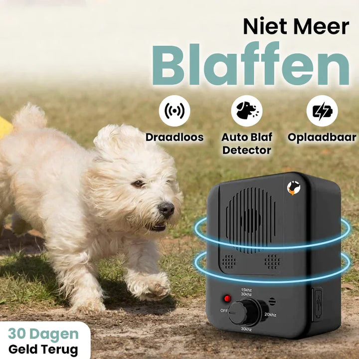 Automatische blafstopper voor honden. Effectieve anti-blaf training met ultrasoon geluid. Creëer rust in huis.