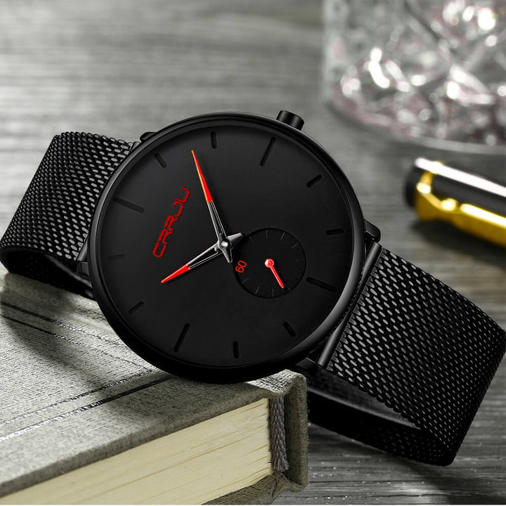 Tijdloze elegantie: een waterdicht heren quartz horloge, minimalistisch en duurzaam Hardlex glas.