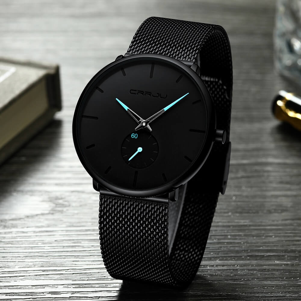 Luxe heren quartz horloge met minimalistisch design en Hardlex glas, een elegant polshorloge.