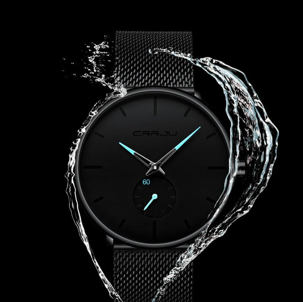 Modern en elegant herenhorloge met waterdichte eigenschappen en een comfortabele pasvorm.