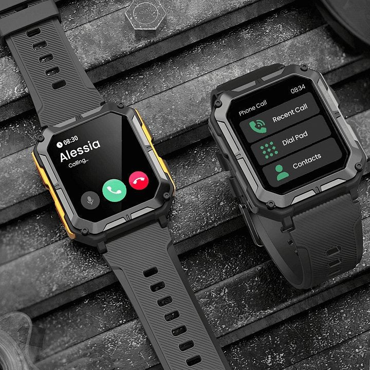 Onverwoestbare heren smartwatch; duurzaam digitaal horloge met gehard glas voor extreme omstandigheden.
