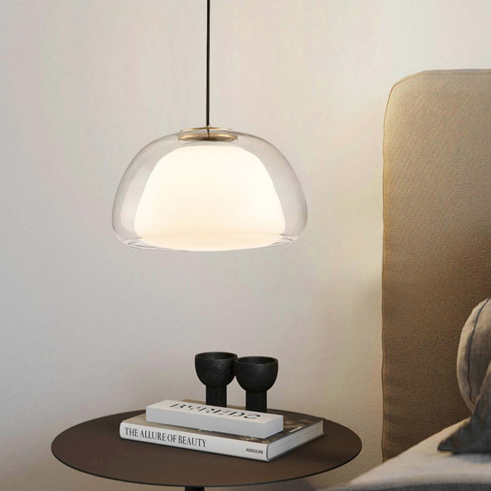 Design plafondverlichting, moderne jelly lamp met transparante glazen kap.