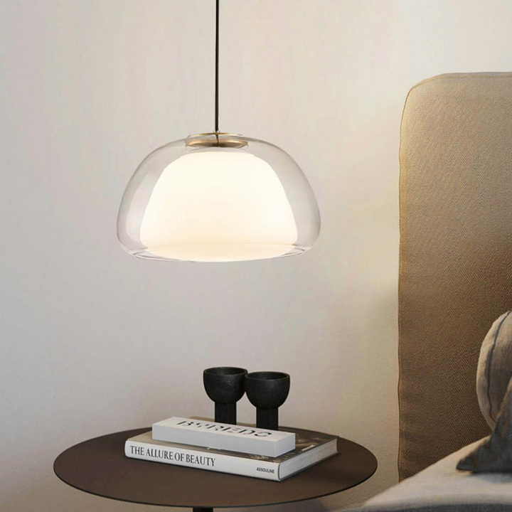 Design plafondverlichting, moderne jelly lamp met transparante glazen kap.