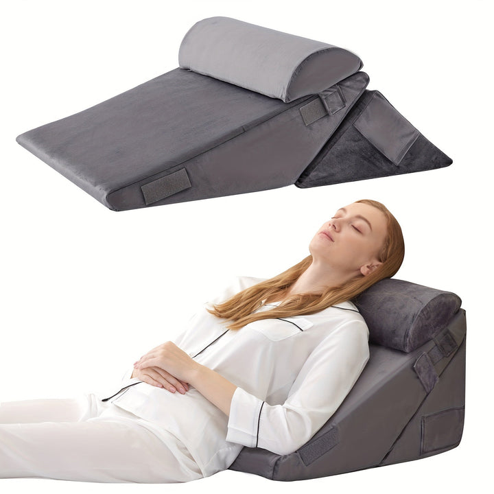 Comfortabel RelaxPlus wigkussen voor ontspanning, lezen en tv-kijken in bed met ergonomische ondersteuning.